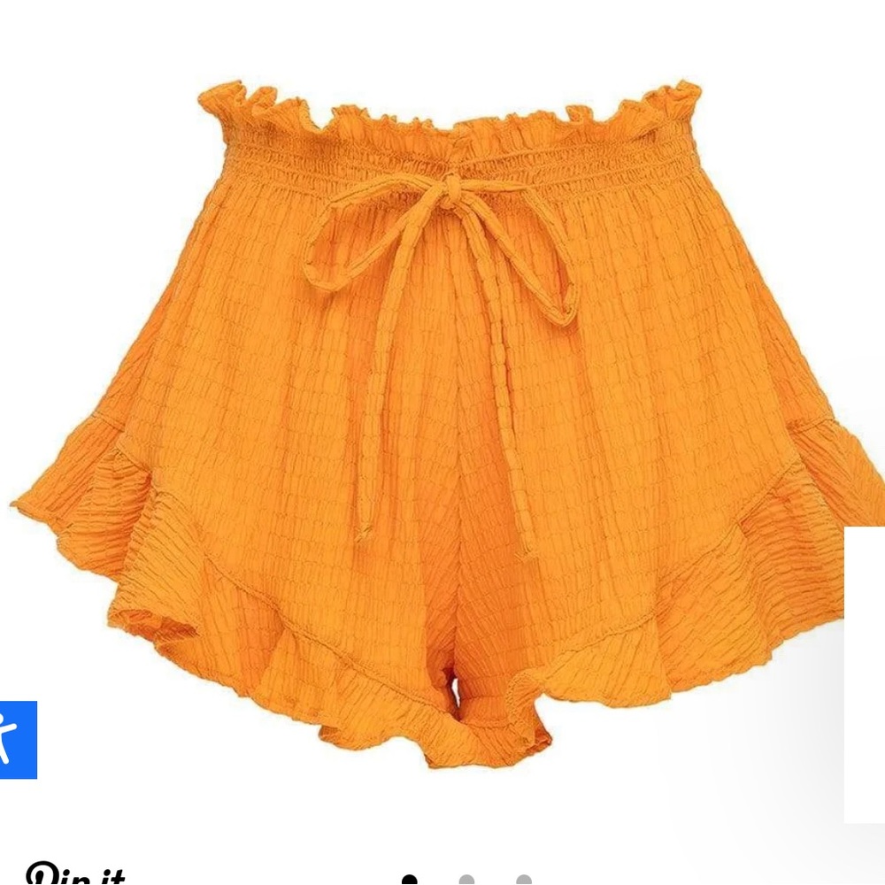 Women's Orange Ruffle Swim Coverup Shorts